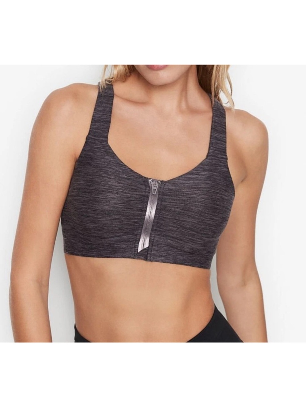 Victoria's Secret Knockout Front Close Sports Bra Charcoal Heather 36DD